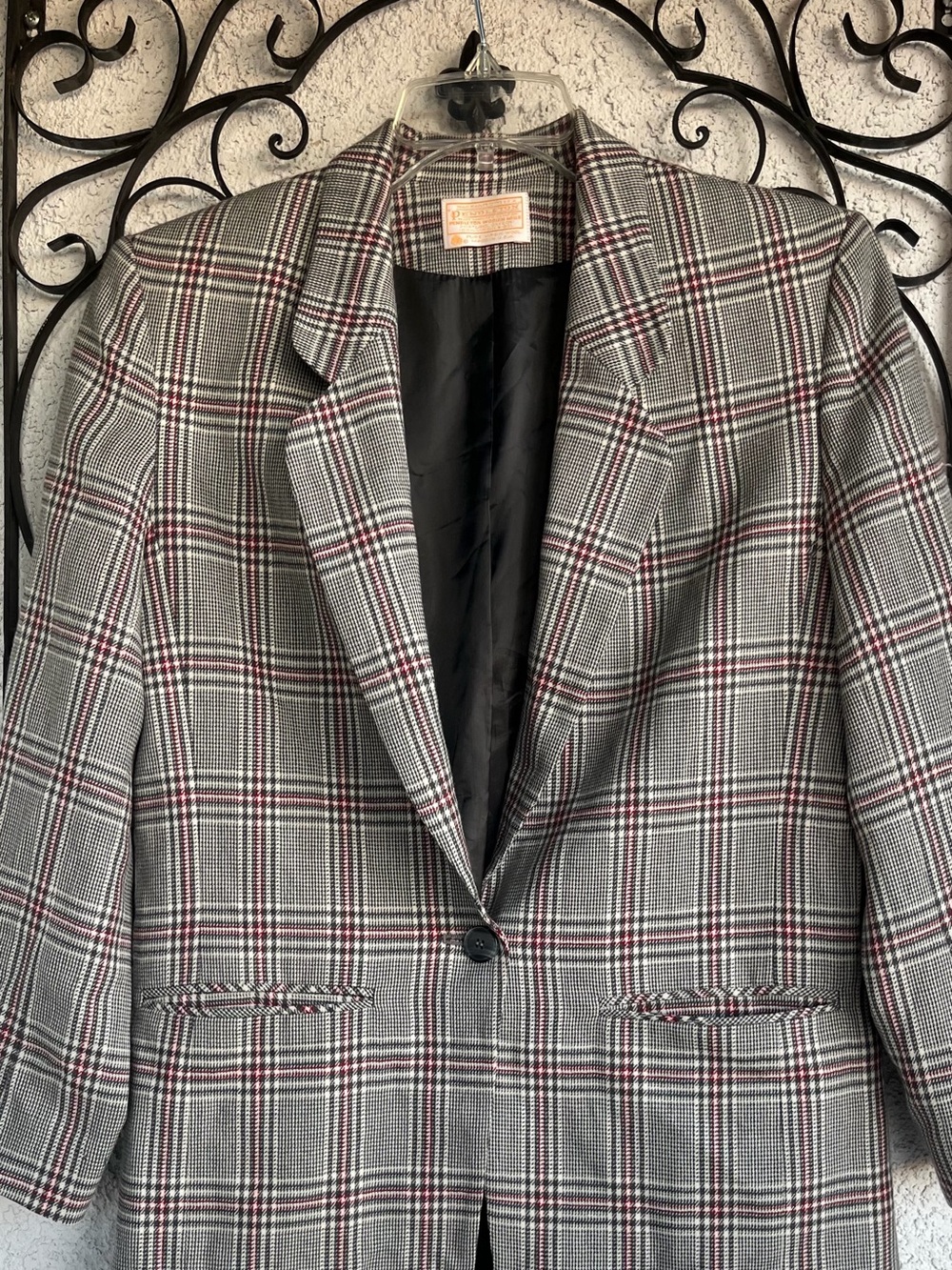 Pendleton Vintage women’s wool plaid 1 button blazer